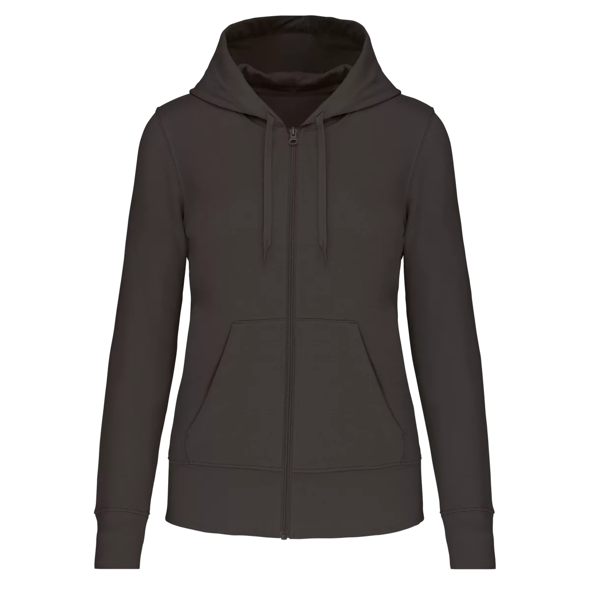 Ecologische damessweater met capuchon en ritssluiting Dark Grey