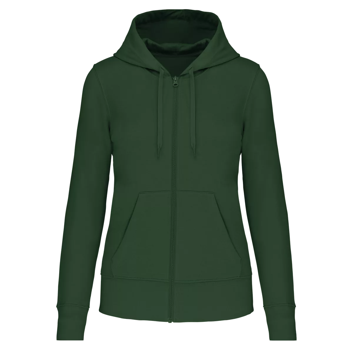 Ecologische damessweater met capuchon en ritssluiting Forest Green
