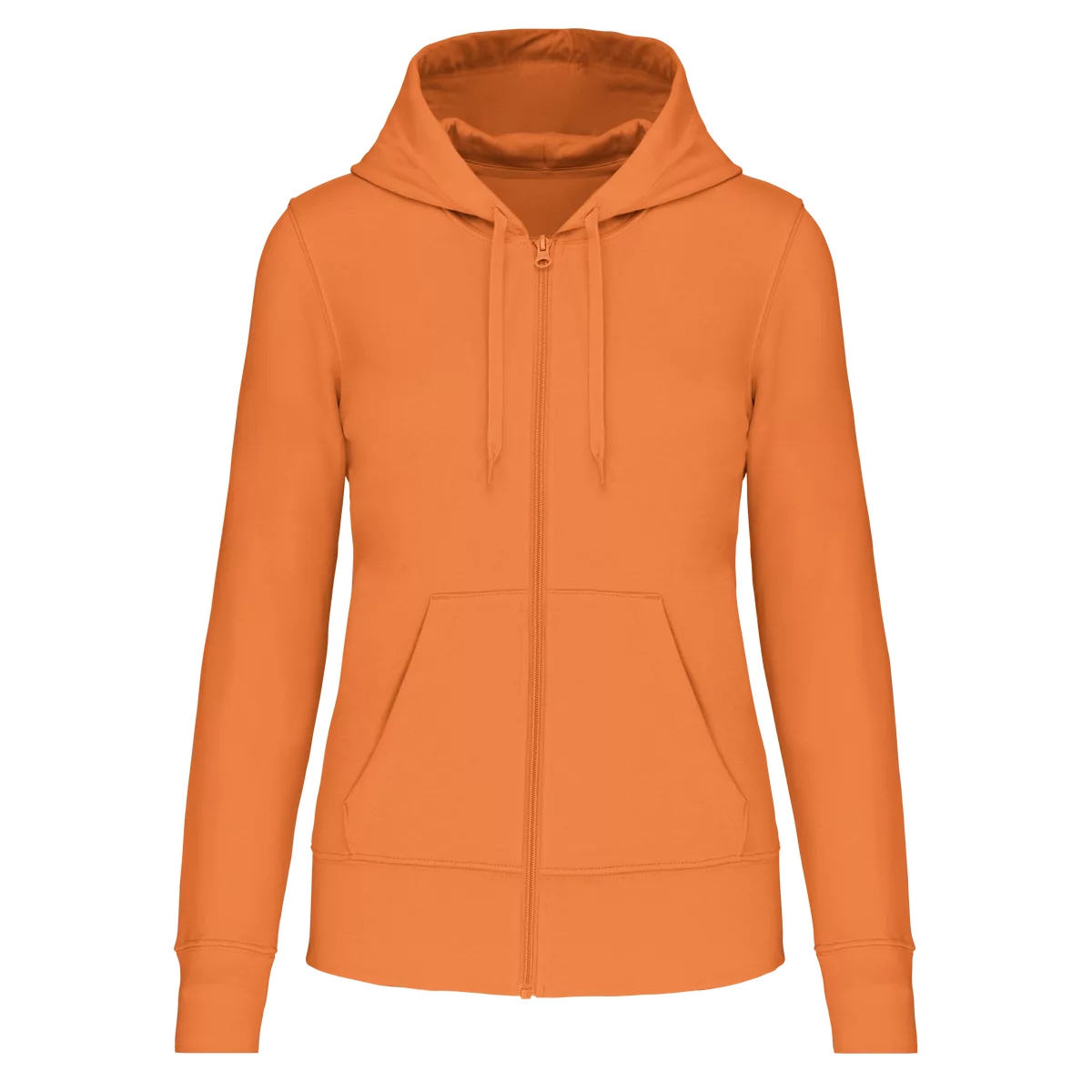 Ecologische damessweater met capuchon en ritssluiting Light Orange