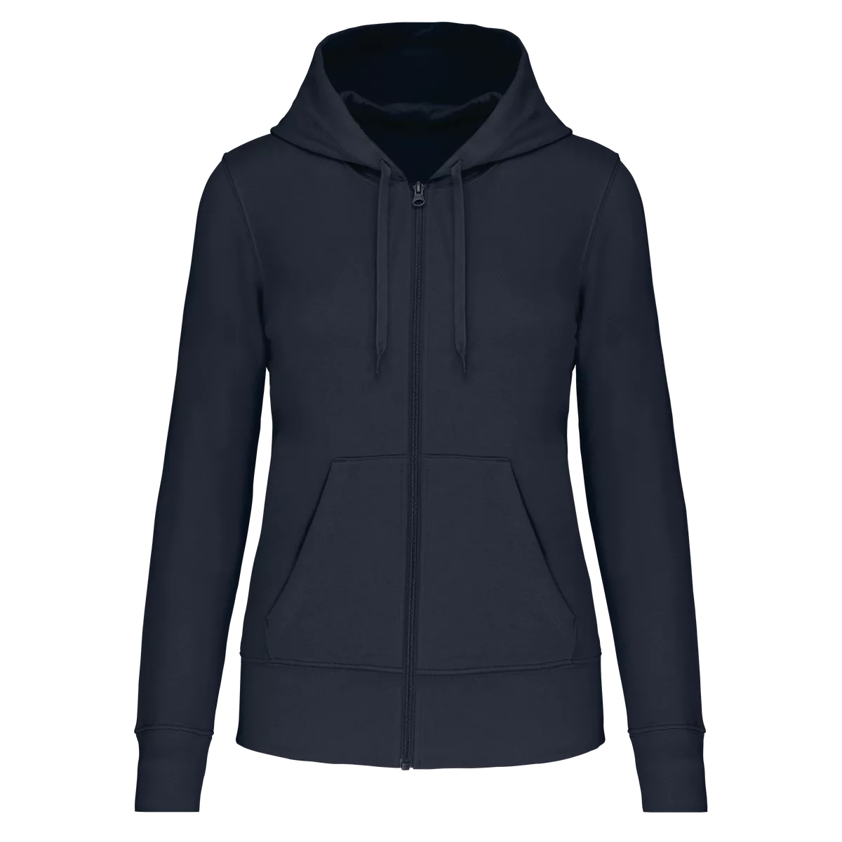 Ecologische damessweater met capuchon en ritssluiting Navy