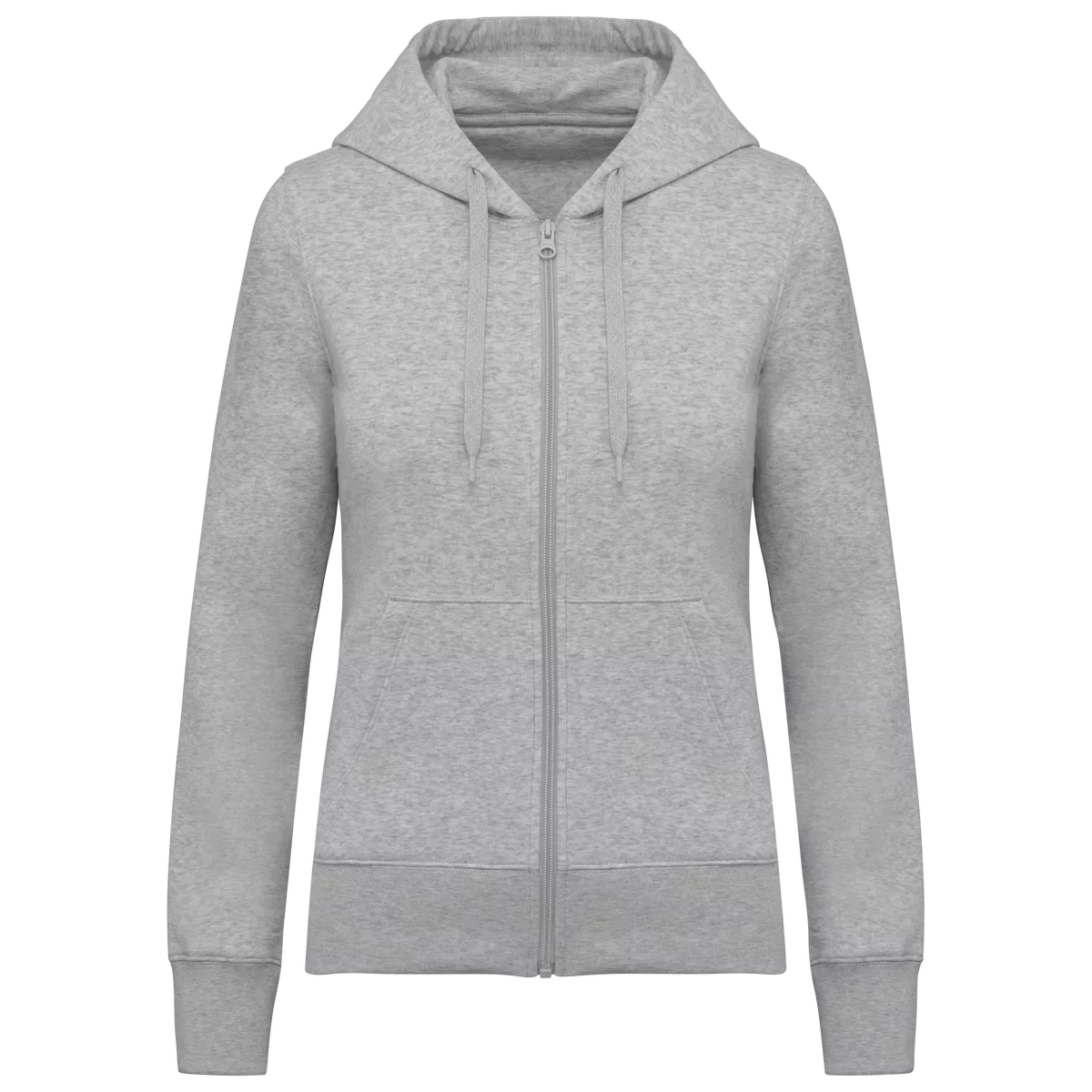 Ecologische damessweater met capuchon en ritssluiting Oxford Grey