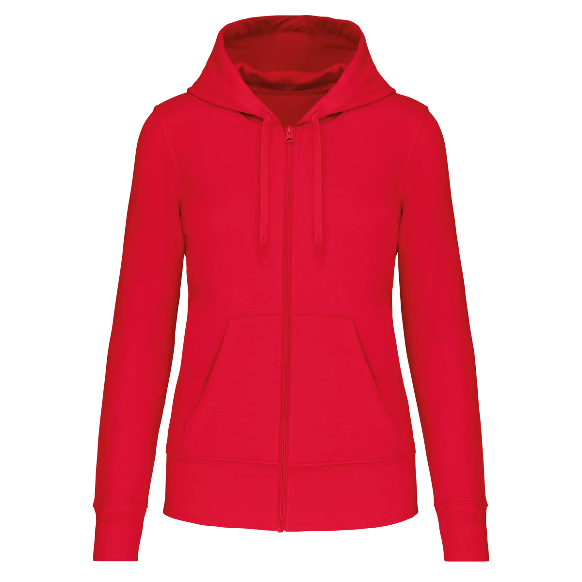 Ecologische damessweater met capuchon en ritssluiting Red