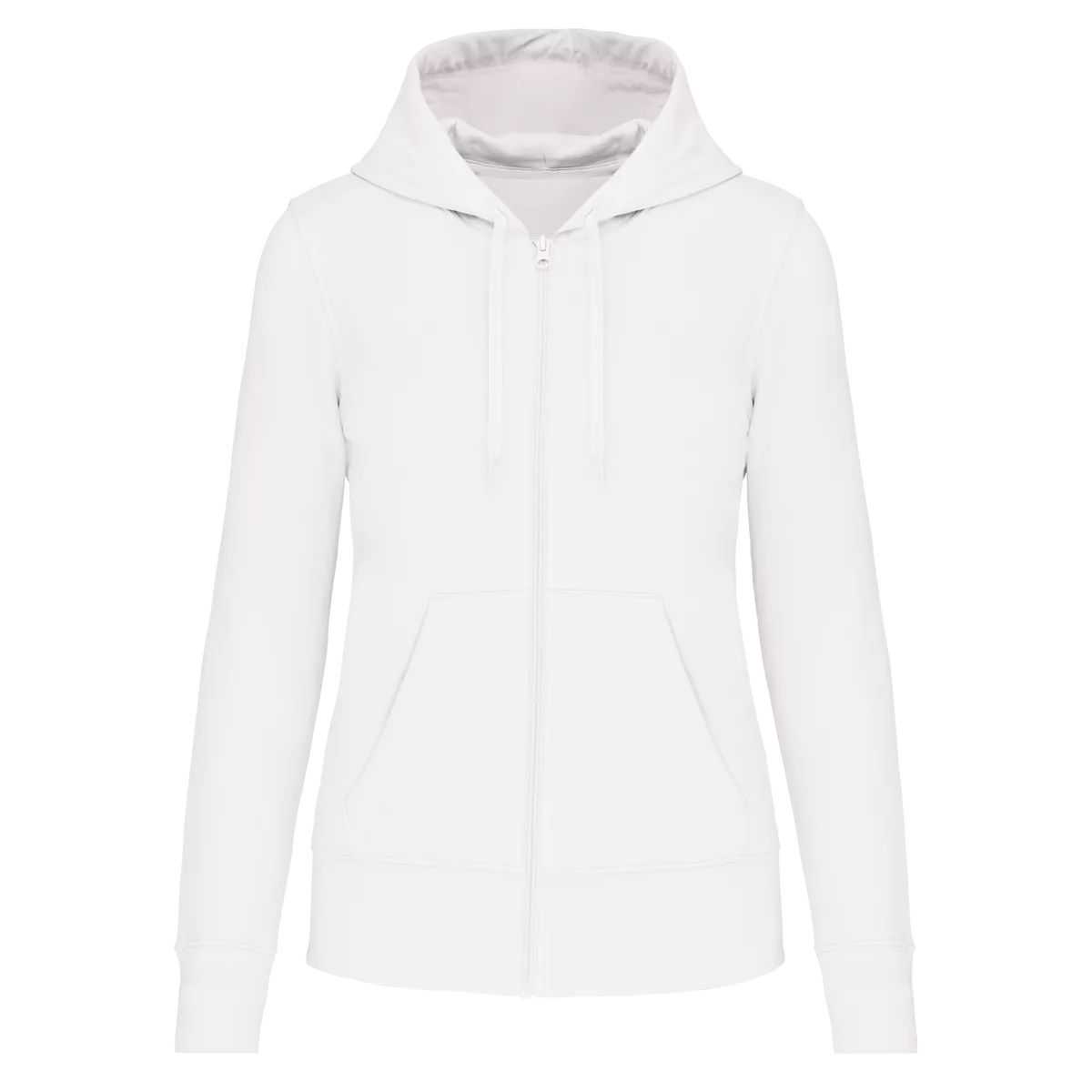 Ecologische damessweater met capuchon en ritssluiting White