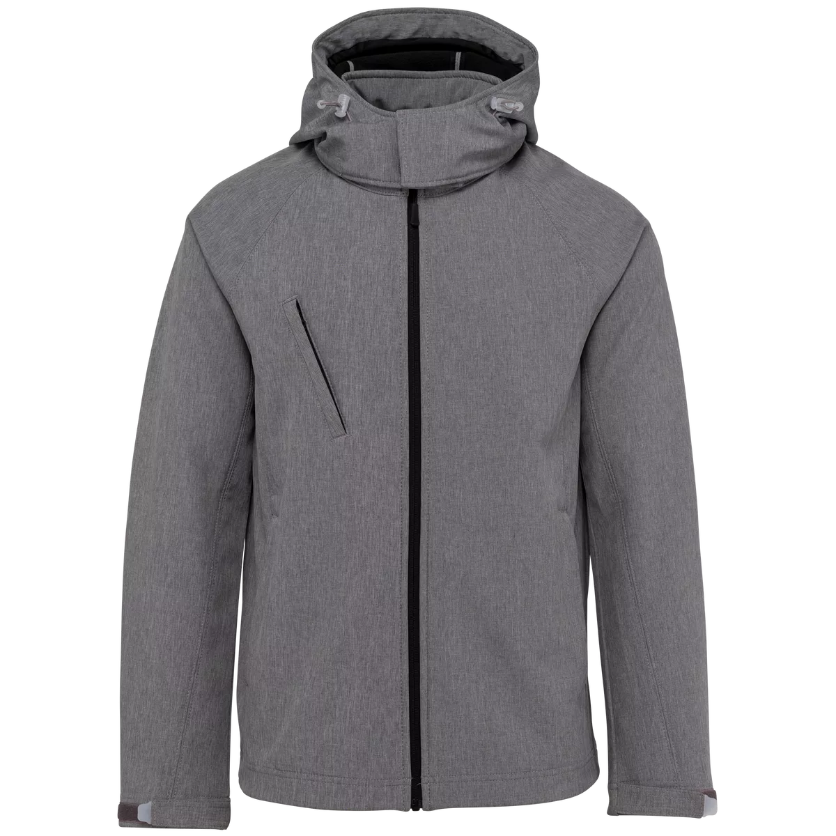 Heren softshell jas met afneembare capuchon Marl Grey