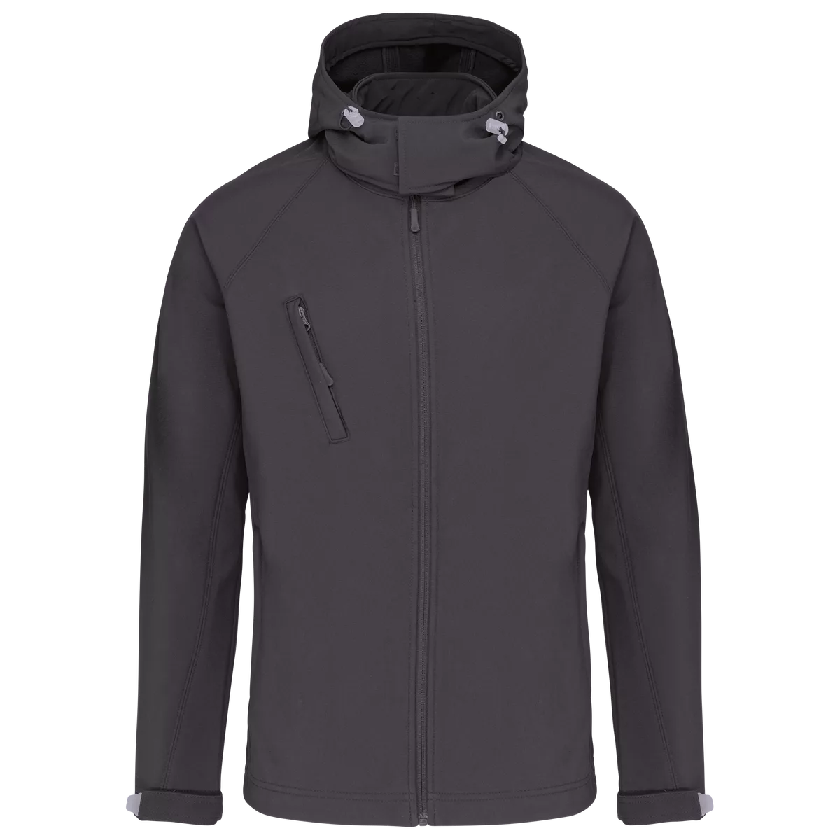 Heren softshell jas met afneembare capuchon Titanium
