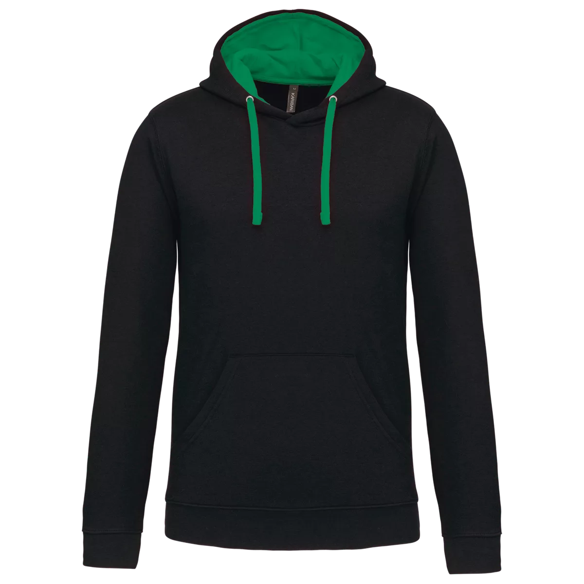 Sweater met contrasterende capuchon Black / Light Kelly Green