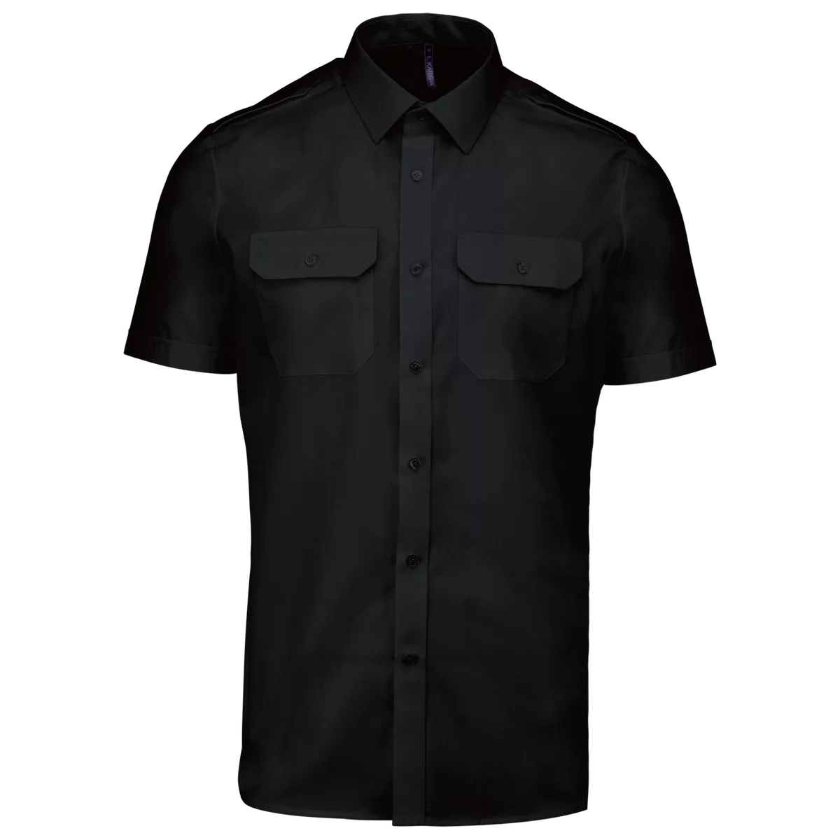 Herenpilootoverhemd korte mouwen Black