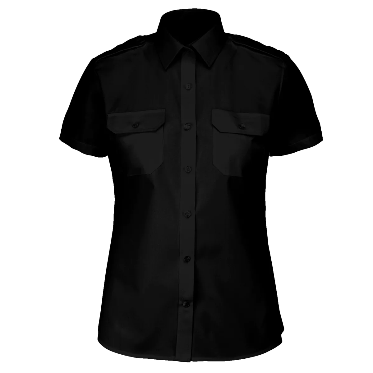 Damespilootoverhemd korte mouwen Black