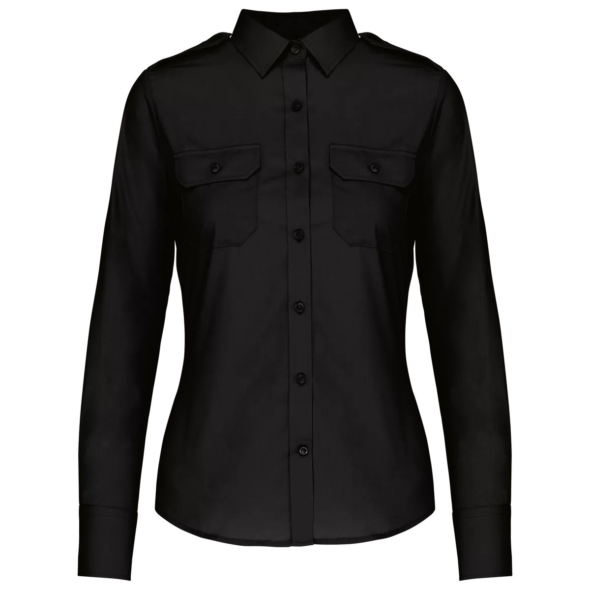 Damespilootoverhemd lange mouwen Black