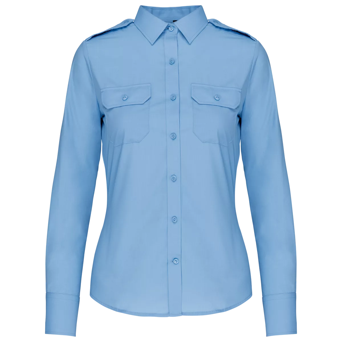 Damespilootoverhemd lange mouwen Sky Blue