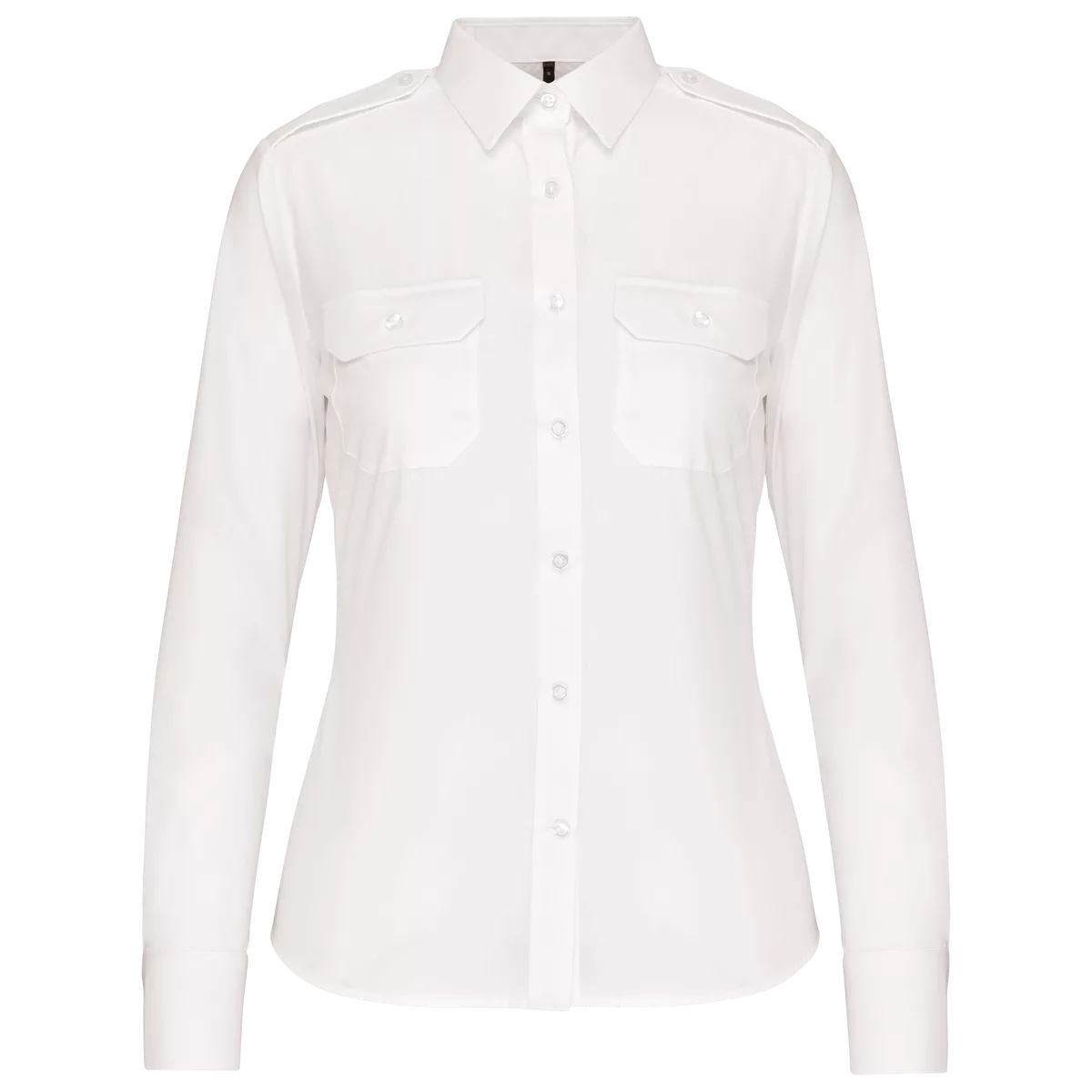 Damespilootoverhemd lange mouwen White