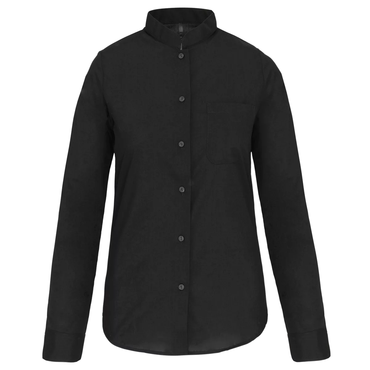 Damesblouse met “Mao” kraag lange mouwen Black