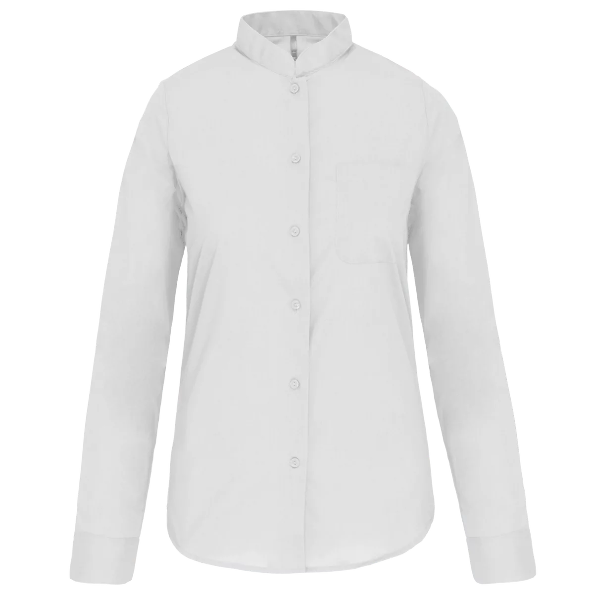 Damesblouse met “Mao” kraag lange mouwen White