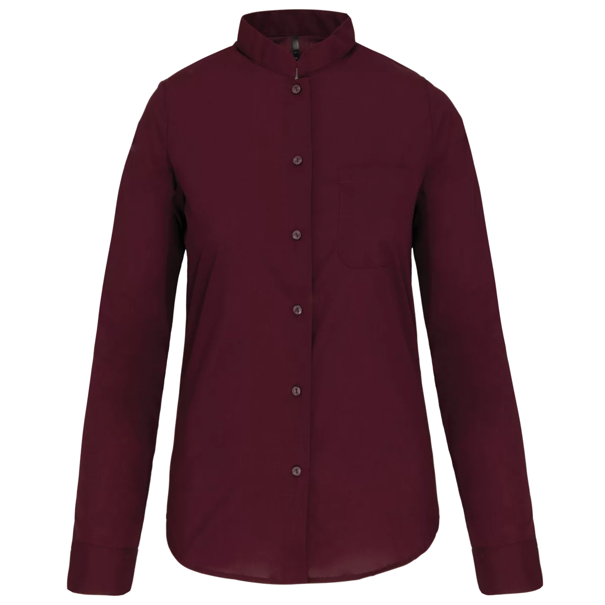 Damesblouse met “Mao” kraag lange mouwen Wine