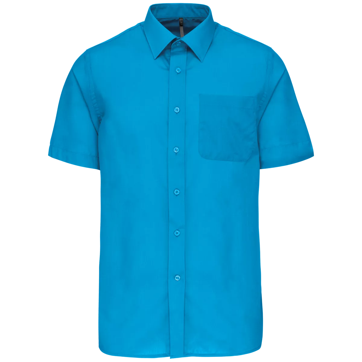Overhemd in onderhoudsvriendelijk polykatoen-popeline korte mouwen heren Bright Turquoise