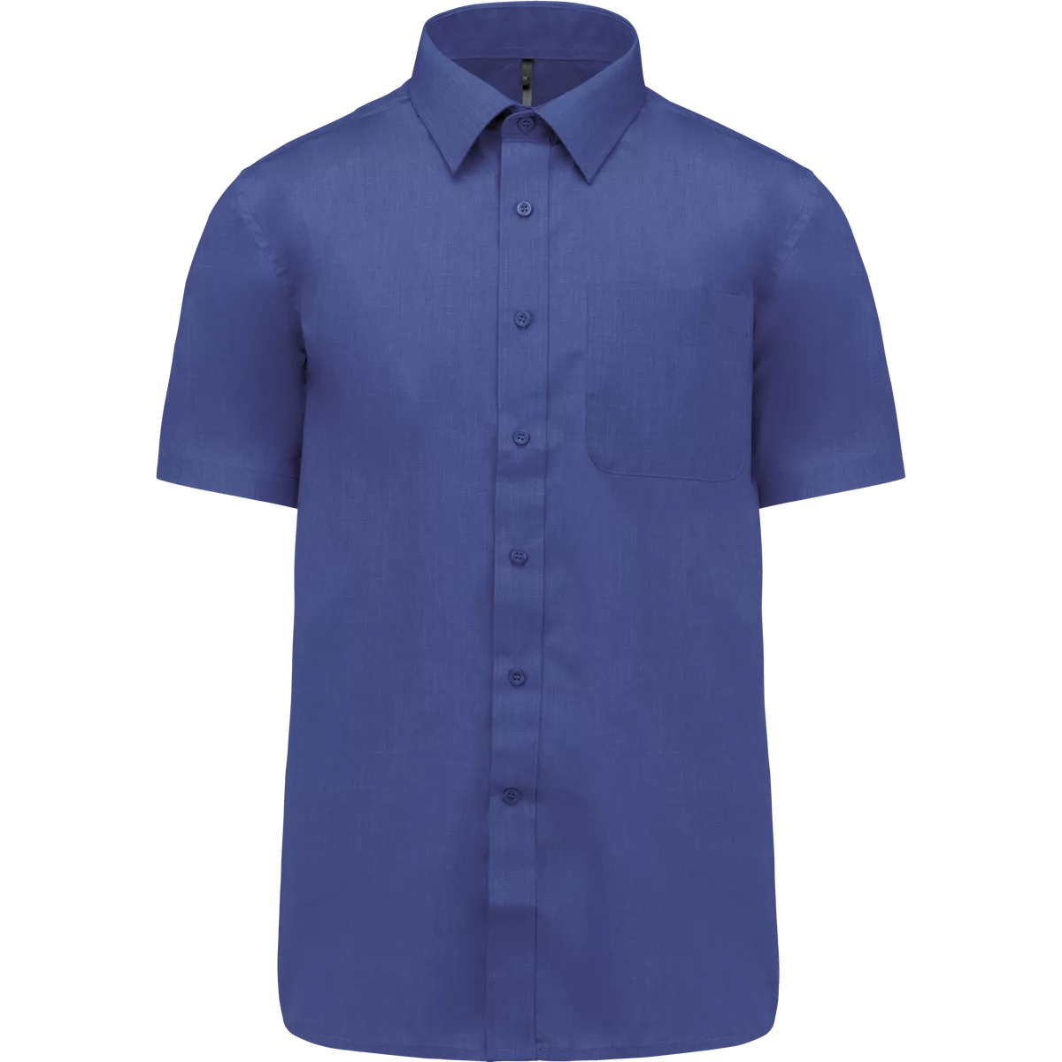 Overhemd in onderhoudsvriendelijk polykatoen-popeline korte mouwen heren Cobalt Blue