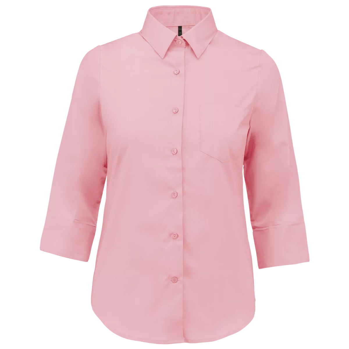 Overhemd in onderhoudsvriendelijk polykatoen-popeline 3/4-mouwen dames Pale Pink