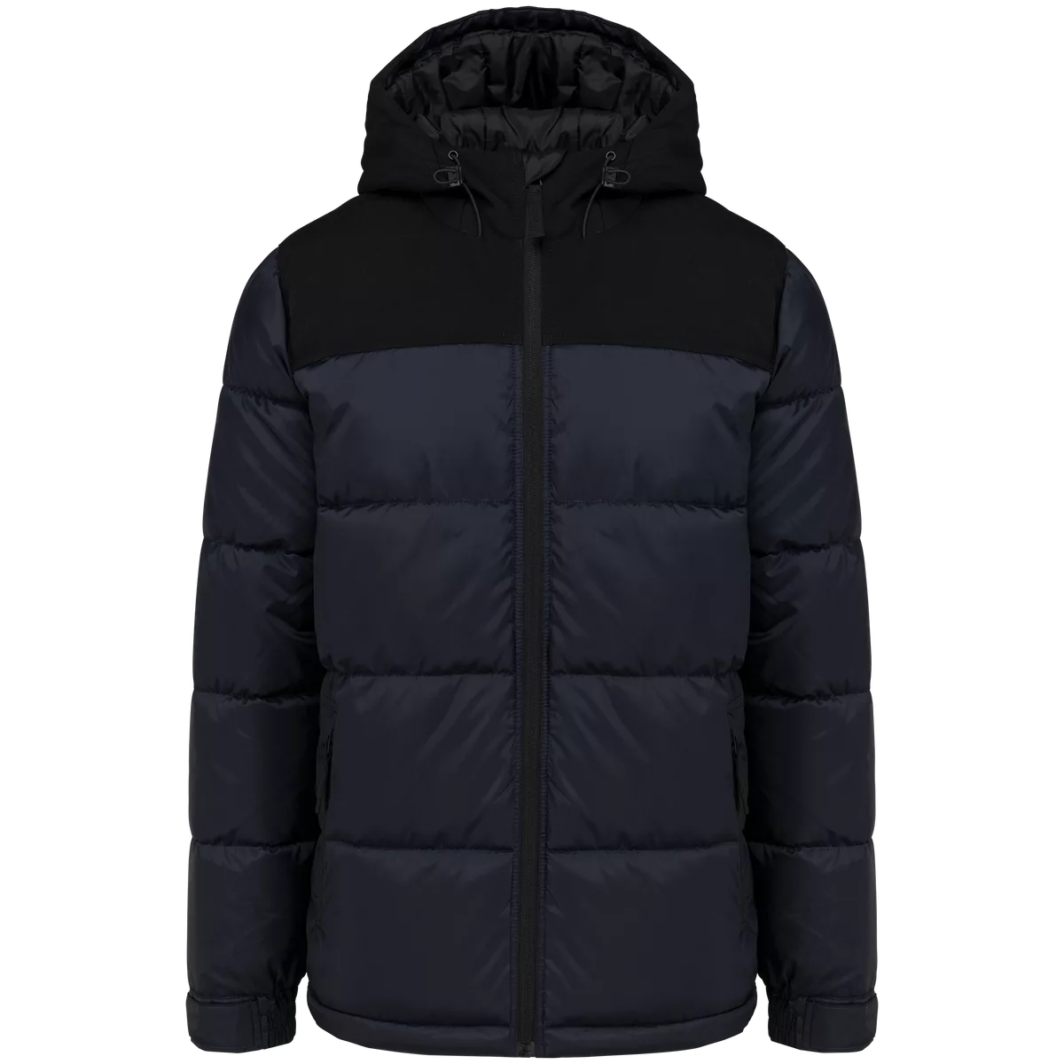 Uniseks Tweekleurige gewatteerde donsjack Navy / Black