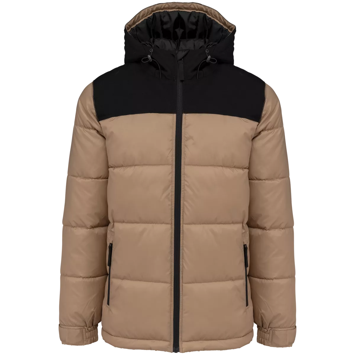 Uniseks Tweekleurige gewatteerde donsjack Wet Sand / Black