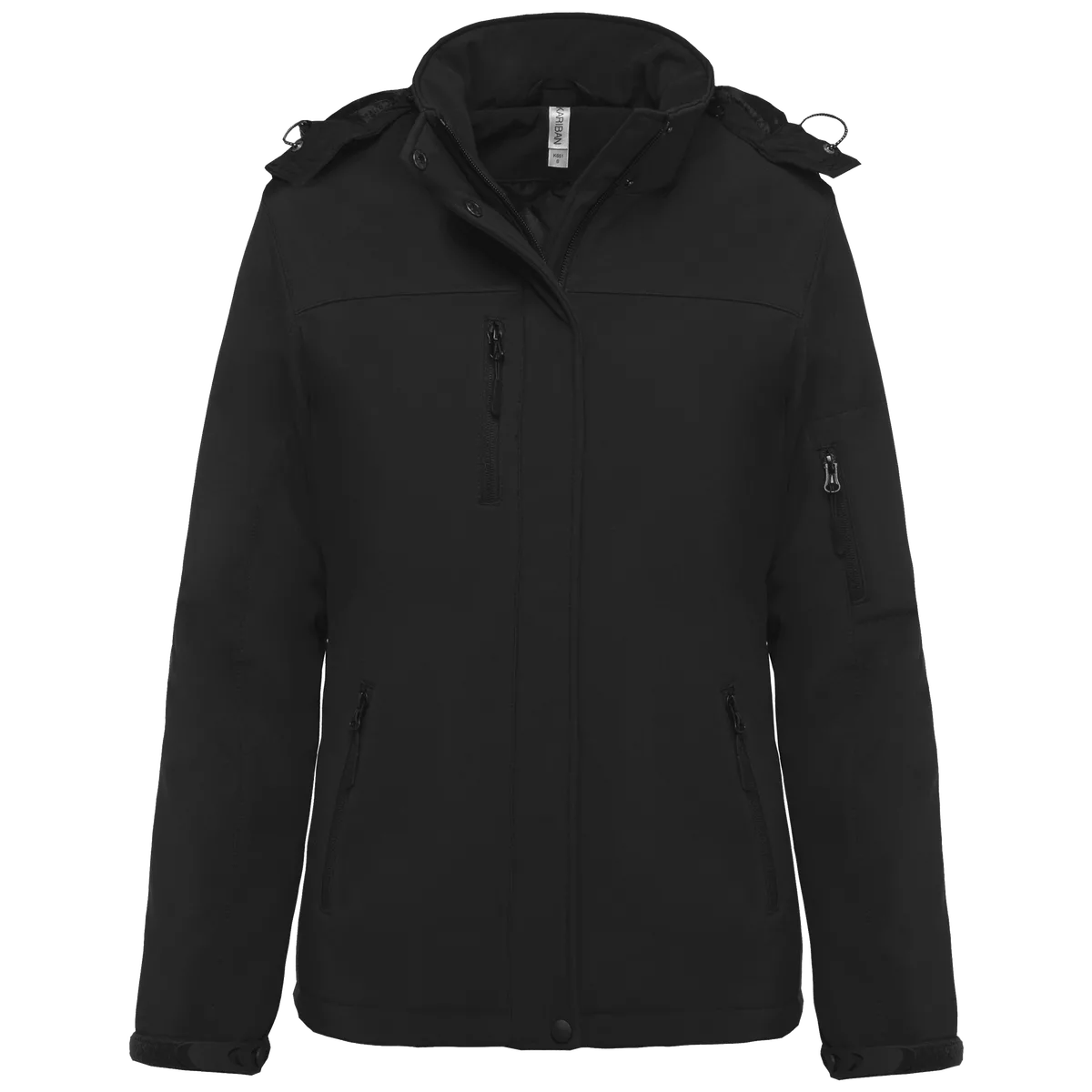 Gewatteerde softshell damesparka met capuchon Black