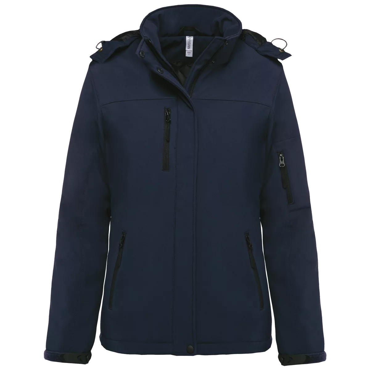 Gewatteerde softshell damesparka met capuchon Navy