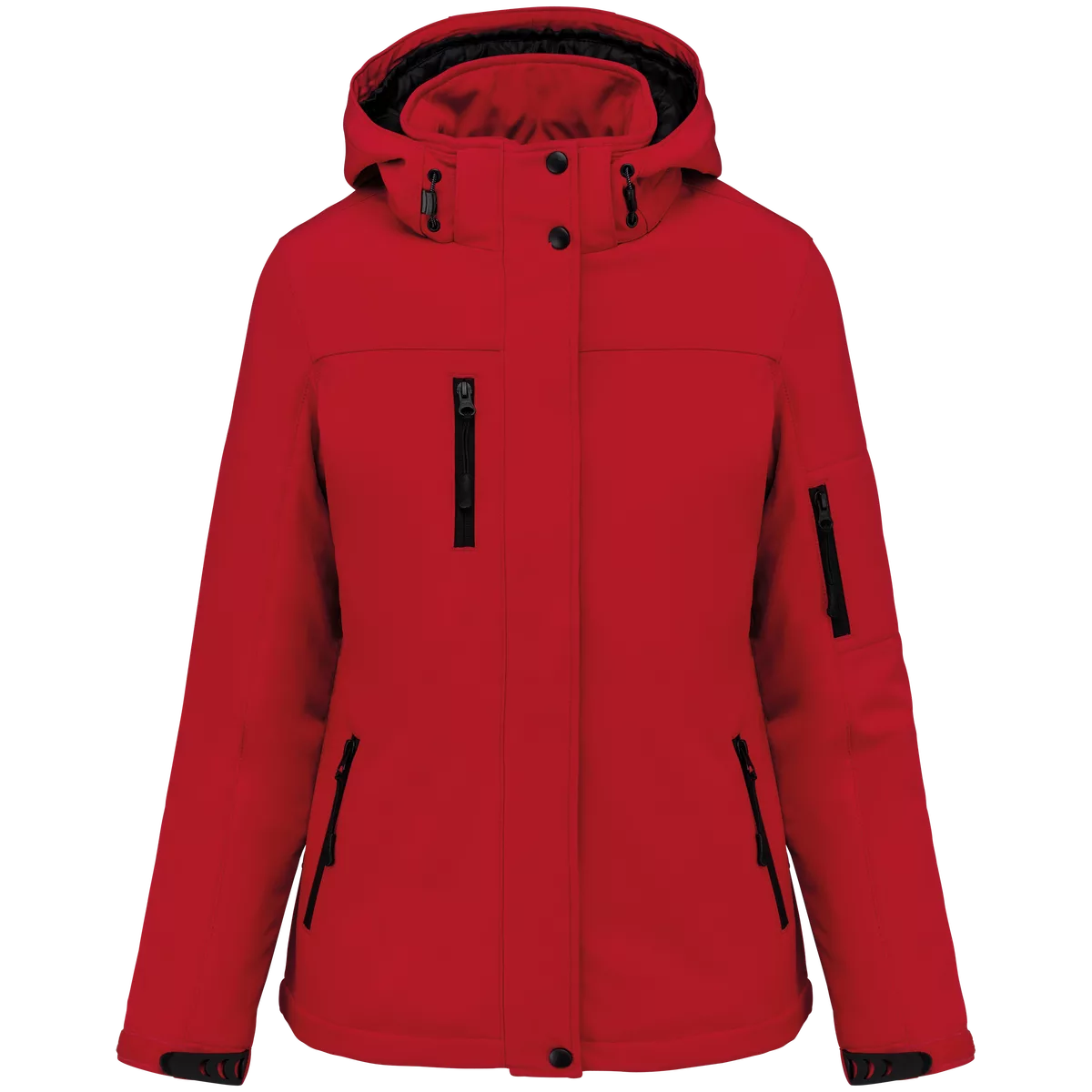 Gewatteerde softshell damesparka met capuchon Red