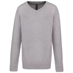 Trui met V-hals kind Grey Melange
