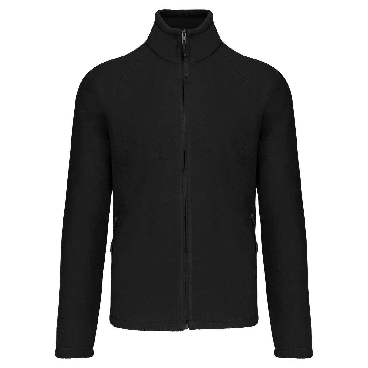 Microfleece met rits en raglanmouwen heren Black