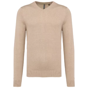 Heren pullover met v-hals Beige heather