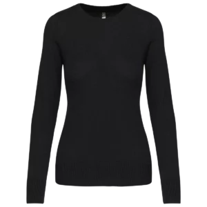 Damespullover ronde hals Black