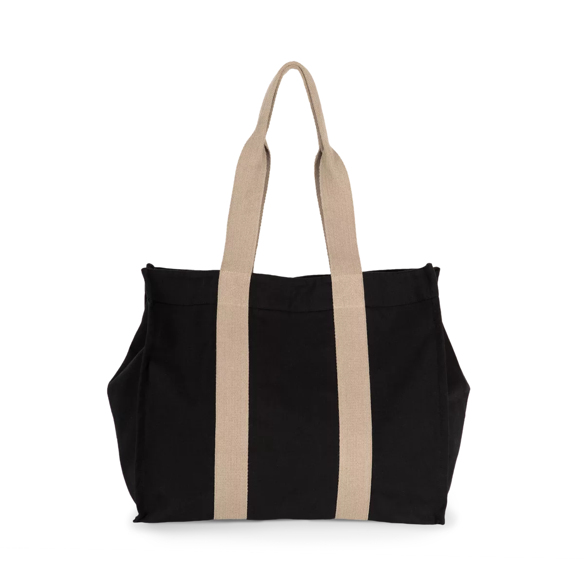 Grote, gerecyclede shopper met plooi Black Night / Hemp