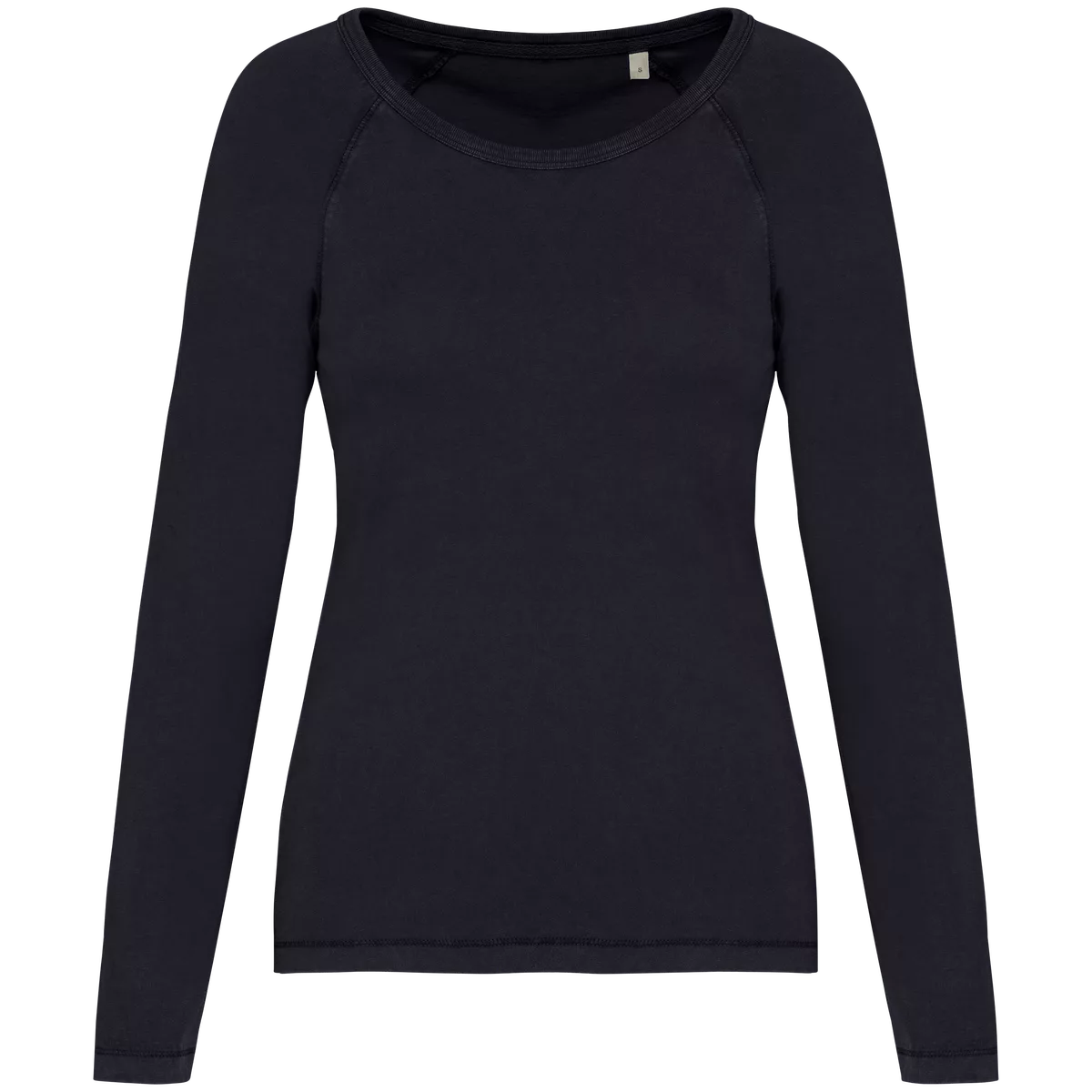 Ecologisch dames T-shirt met lange raglanmouwen Washed Coal Grey