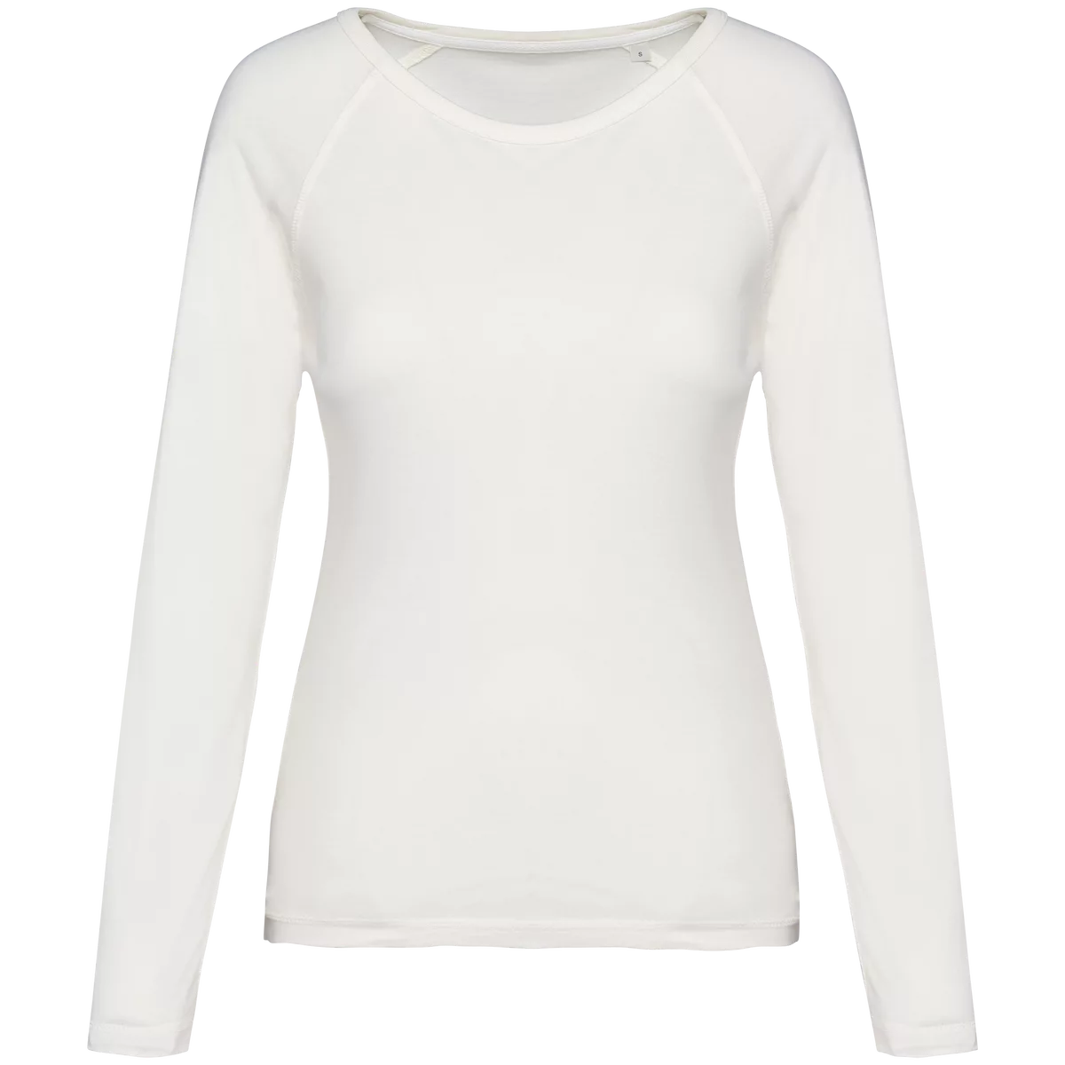 Ecologisch dames T-shirt met lange raglanmouwen Washed Ivory