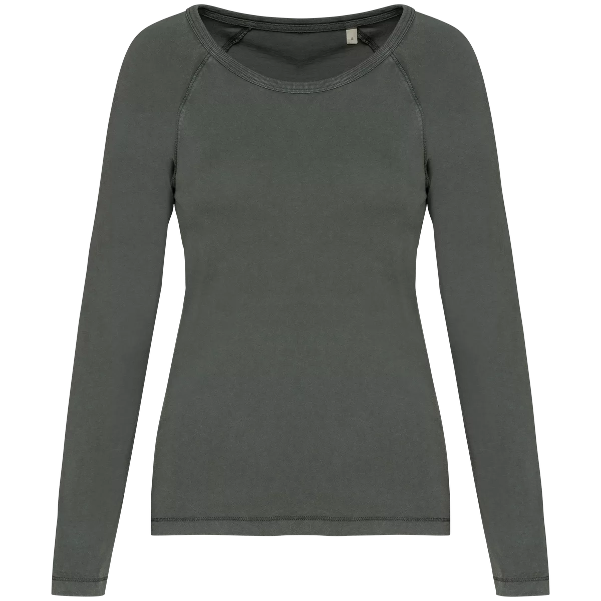 Ecologisch dames T-shirt met lange raglanmouwen Washed Organic Khaki