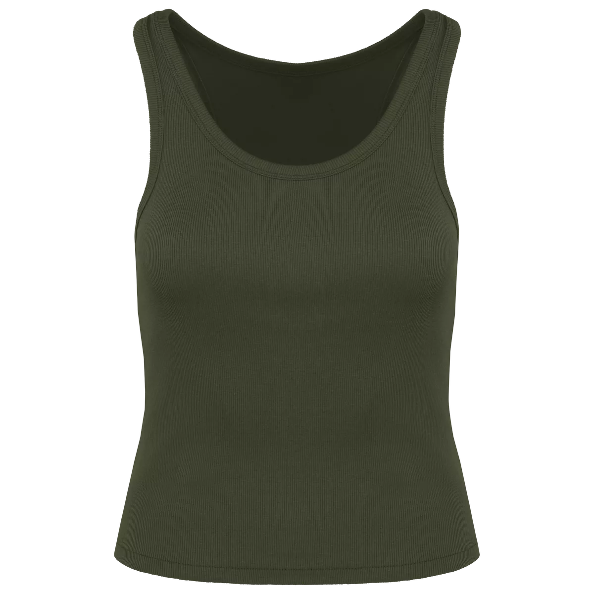 Ecologische geribde damestop Organic Khaki