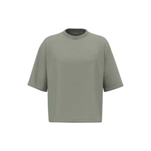 Duurzaam boxy heren-T-shirt met afhangende shoulders Almond Green