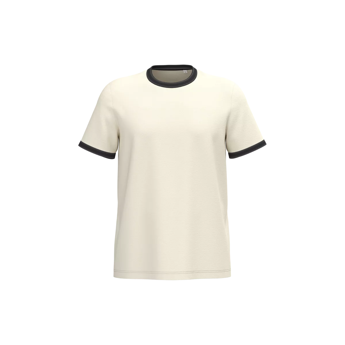 Ecologisch ringer heren T-shirt met contrasterende boorden en verwassen look Ivory / Washed black