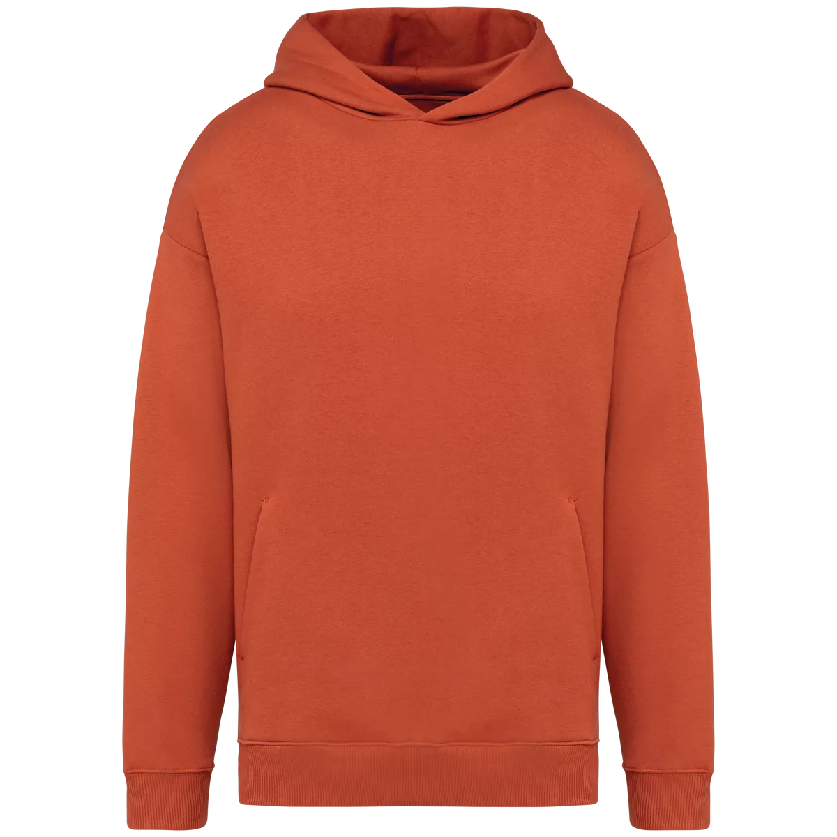 Ecologische uniseks oversized sweater met capuchon Burnt Brick