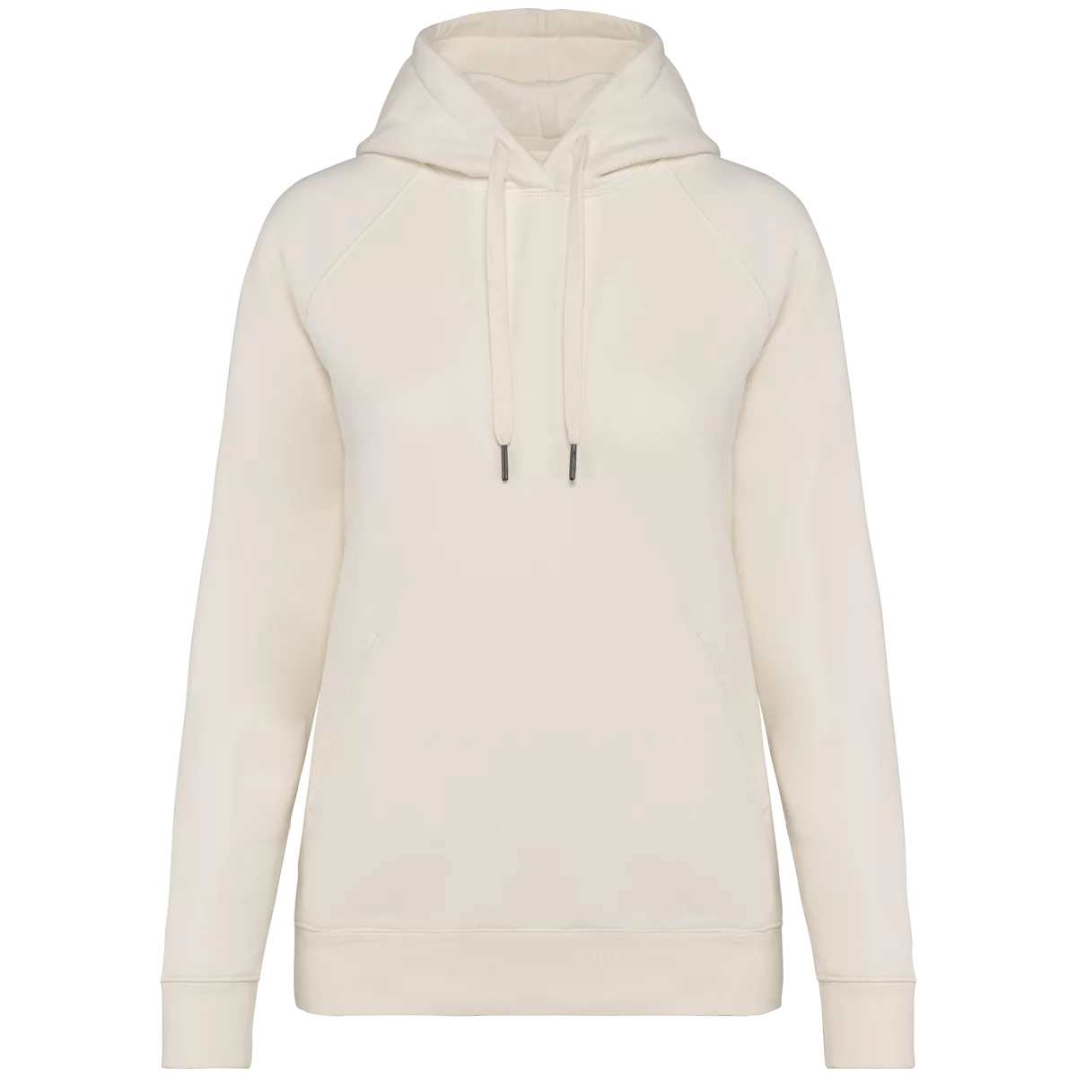 Ecologische damessweater met capuchon en raglanmouwen Ivory