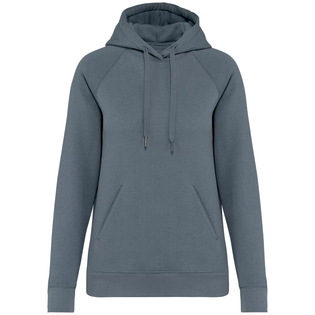 Ecologische damessweater met capuchon en raglanmouwen Mineral Grey