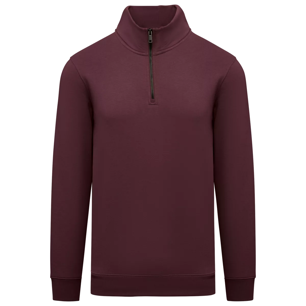 Ecologische herensweater met opstaande ritskraag Dark Cherry