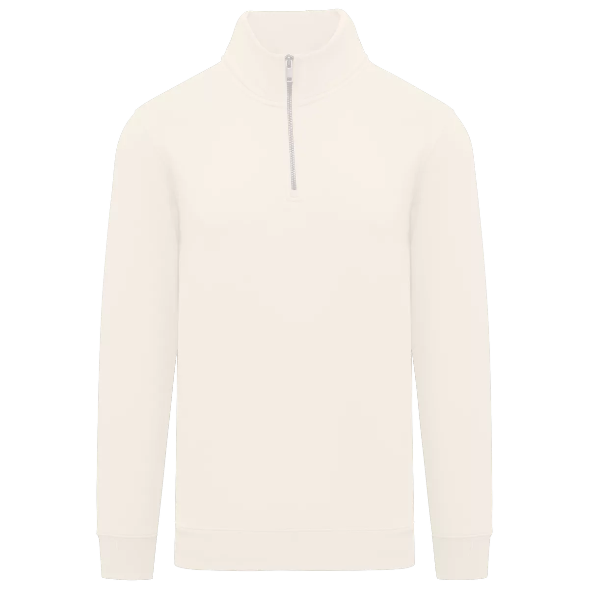 Ecologische herensweater met opstaande ritskraag Ivory