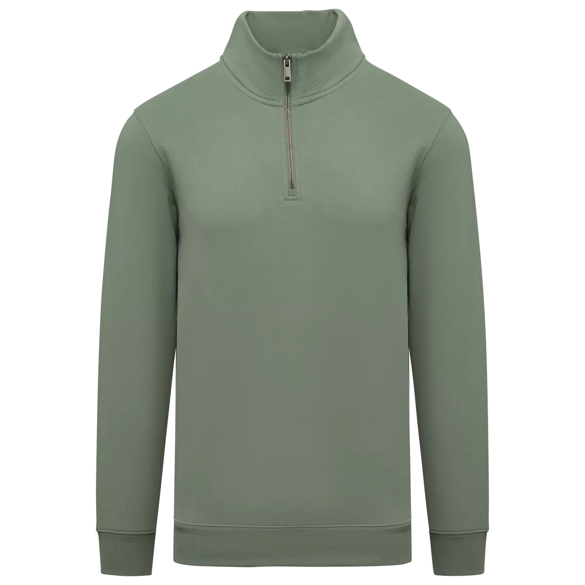 Ecologische herensweater met opstaande ritskraag Moss Green