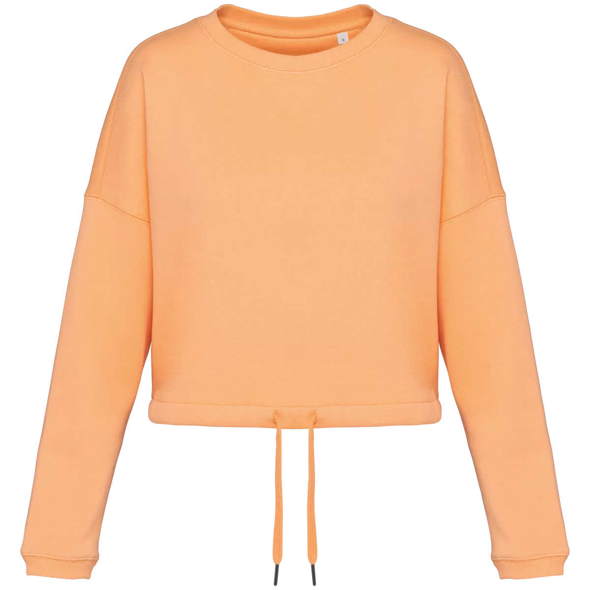 Ecologische cropped damessweater met ronde hals Apricot