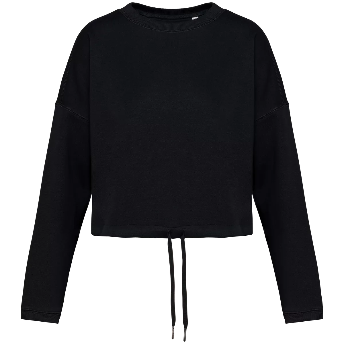 Ecologische cropped damessweater met ronde hals Black
