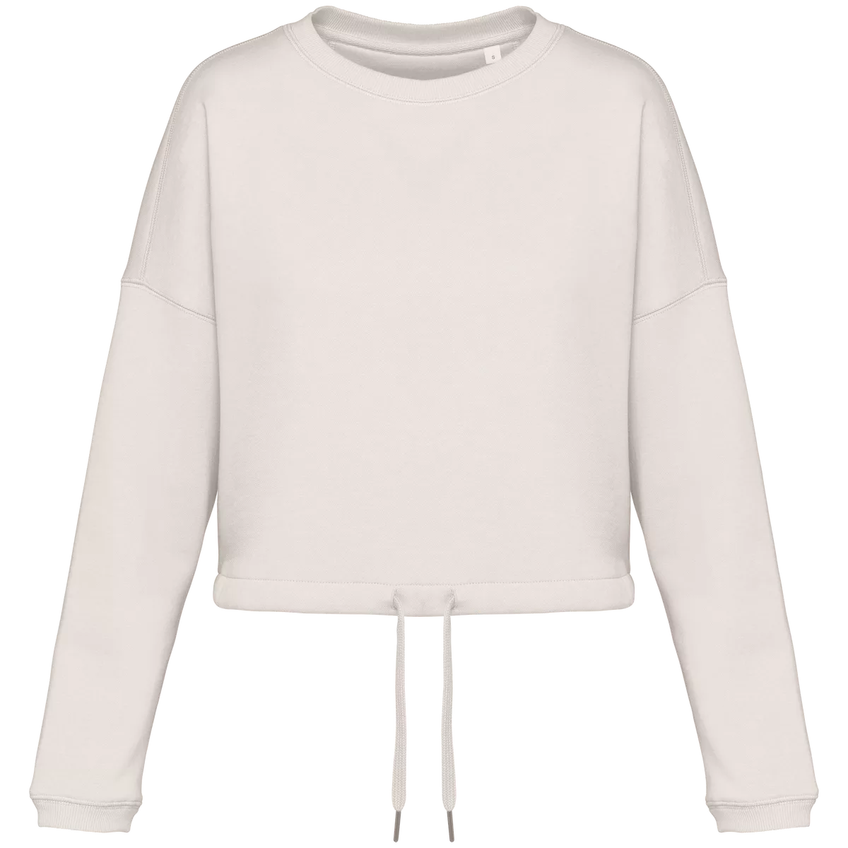 Ecologische cropped damessweater met ronde hals Ivory