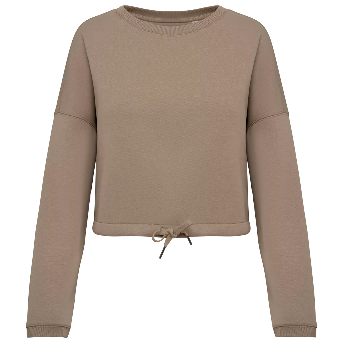 Ecologische cropped damessweater met ronde hals Wet Sand