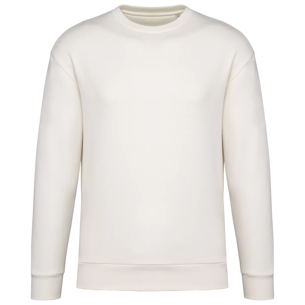Ecologische uniseks sweater met ronde hals en verlaagde schouders in geborsteld fleece Ivory