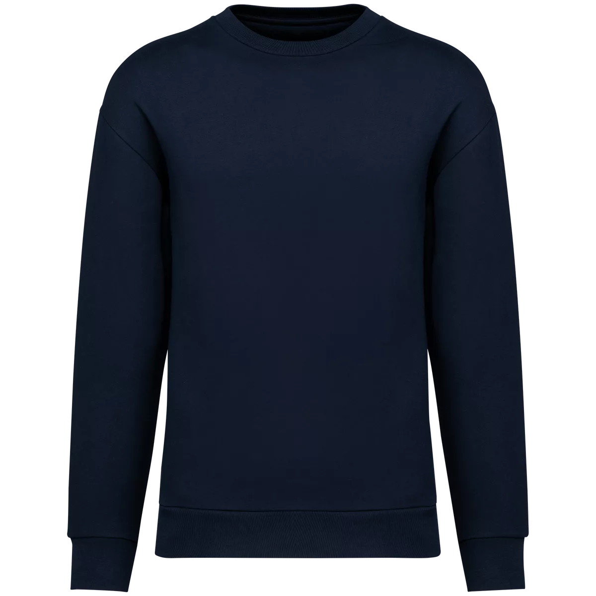 Ecologische uniseks sweater met ronde hals en verlaagde schouders in geborsteld fleece Navy Blue