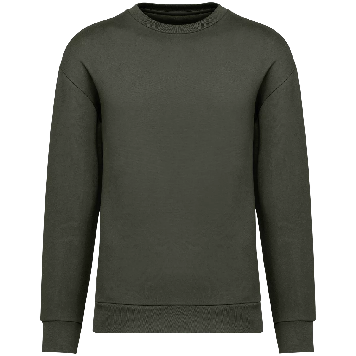 Ecologische uniseks sweater met ronde hals en verlaagde schouders in geborsteld fleece Organic Khaki
